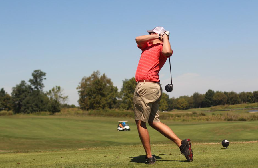 playing golf